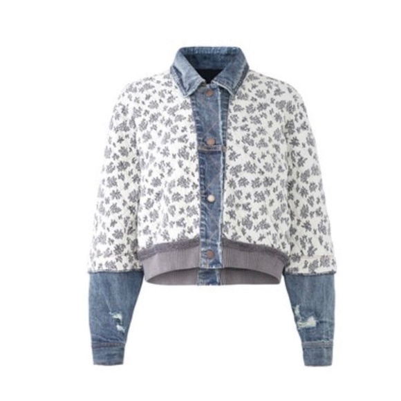 1 left! FREE PEOPLE Ditsy Denim Jacket M/L or XS/S - Picture 2 of 3